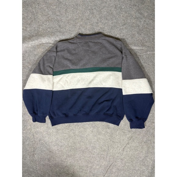 Honors Mens Pullover Sweatshirt Colorblock Rugby Style XL Gray Green Navy - Picture 8 of 8
